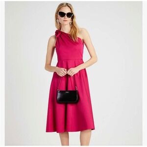 Kate Spade Poplin Old Money Preppy Whimsical One Shoulder Sabrina Pink Dress 6‎